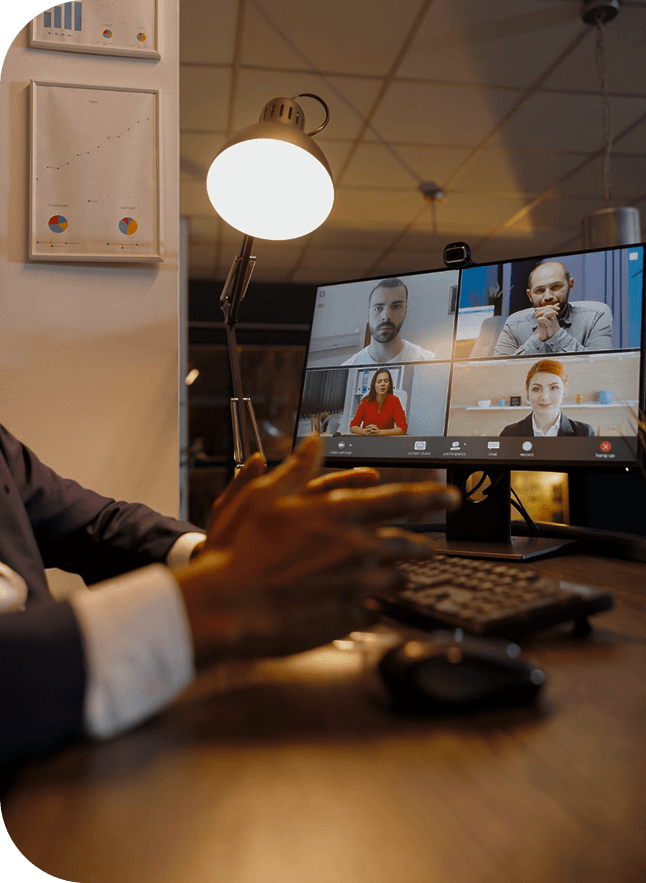 Team on a video call